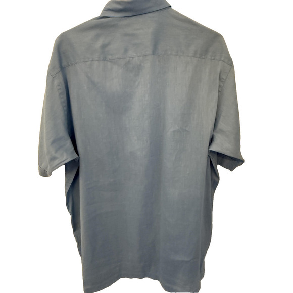 Tasso Elba Shirt Mens Large Linen Short Sleeve Button Up Pocket Summer Casual - Picture 5 of 7